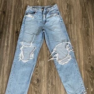 American Eagle Outfitters Blue Boyfriend Jeans with Distressed size 8 Details